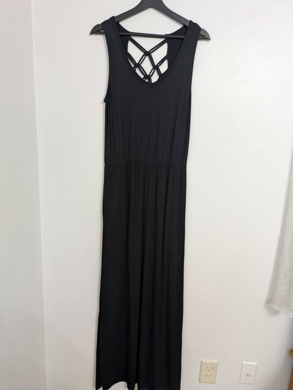 Maurices Black Sleeveless Maxi Dress with Lattice Back Detail